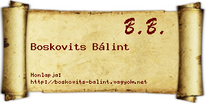 Boskovits Bálint névjegykártya
