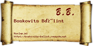 Boskovits Bálint névjegykártya